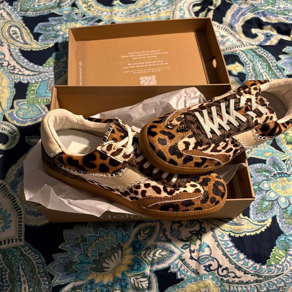 Dolce Vita Notice Stitch Sneakers in Dark Leopard Calf Hair